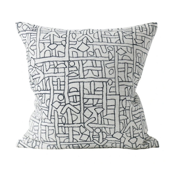 Zaire Indian Teal Linen Cushion, 20” x 20”