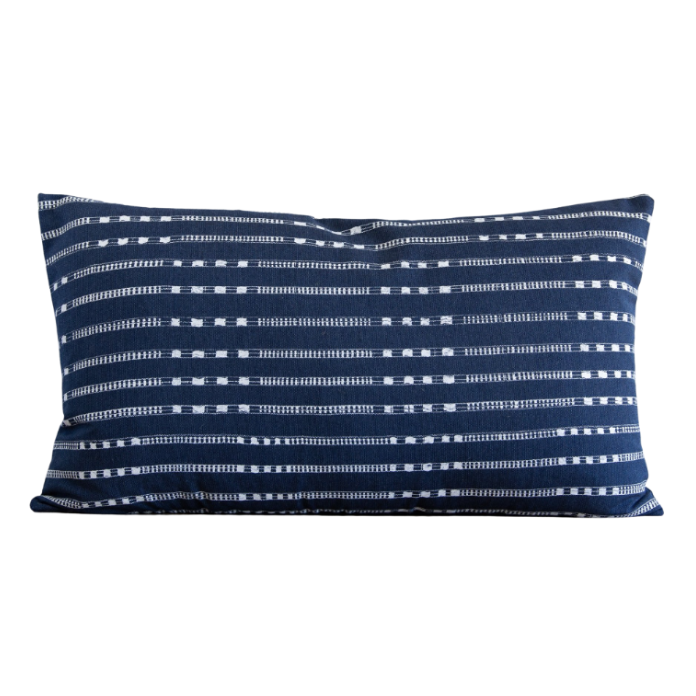 Navy Dark Belmont Lumbar Indoor/Outdoor Pillow, 16" x 26"