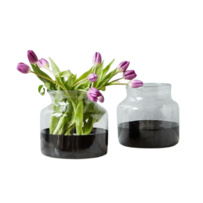 Black Colorblock Flower Vase