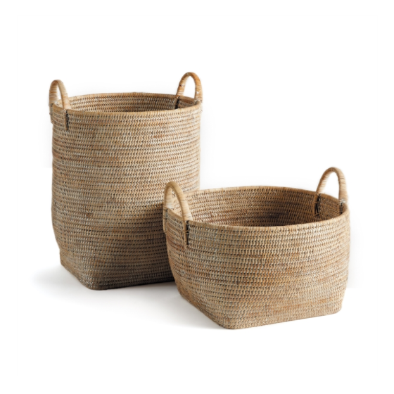 Burma Rattan Orchard Baskets-Whitewash, 2 sizes