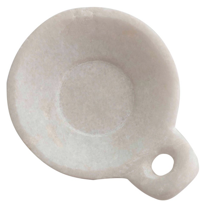Marble Dish w/ Handle-White