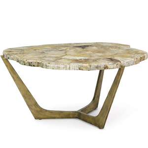 Petrified Wood Tripod Coffee Table, 39.5"D x 19.25"H