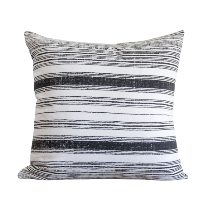 Charcoal Clyde Stripe Indoor/Outdoor Pillow, 22" x  22"