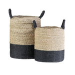Woven Stripes Basket, Black & Brown, 2 Sizes