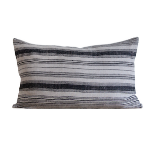 Clyde Stripe on Natural/Charcoal Lumbar Pillow, 16" x 22"