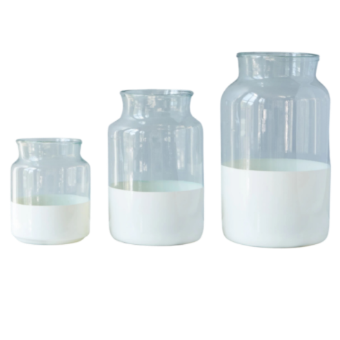 White Colorblock Mason Jar, 3 Sizes