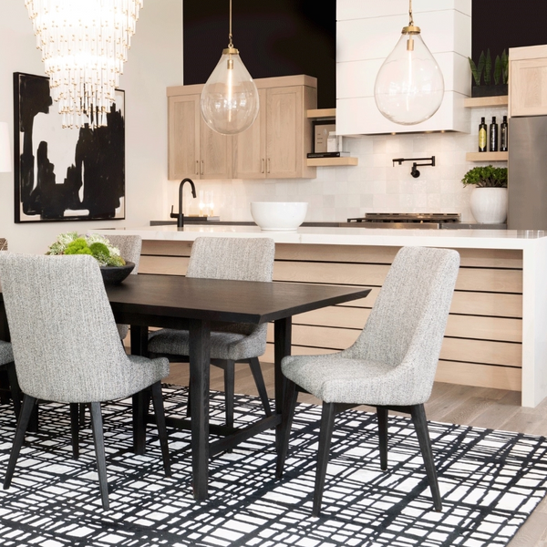 Taylor Dining Chair in Baltic Stone  Performance Fabric & Onyx Oak