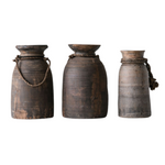 Found Wood Container With Rope