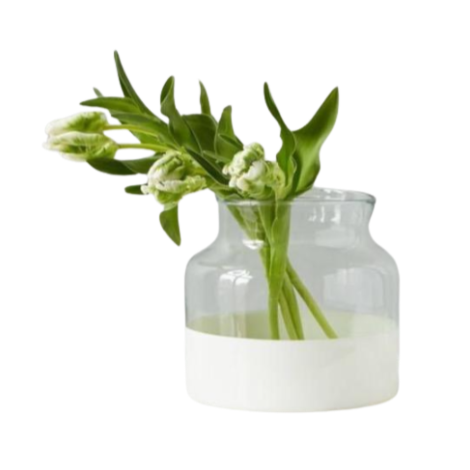 White Colorblock Flower Vase