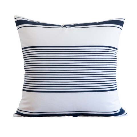 Navy Milo Stripe  Indoor/Outdoor Pillow, 22" x  22"