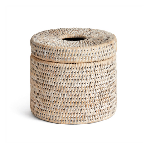 Burma Rattan Toilet Paper Cover, Whitewash