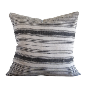 Clyde Stripe on Natural/Charcoal Pillow 22" x 22"