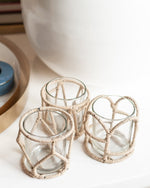 Amine Jute & Metal Votive Holders, Set of 3
