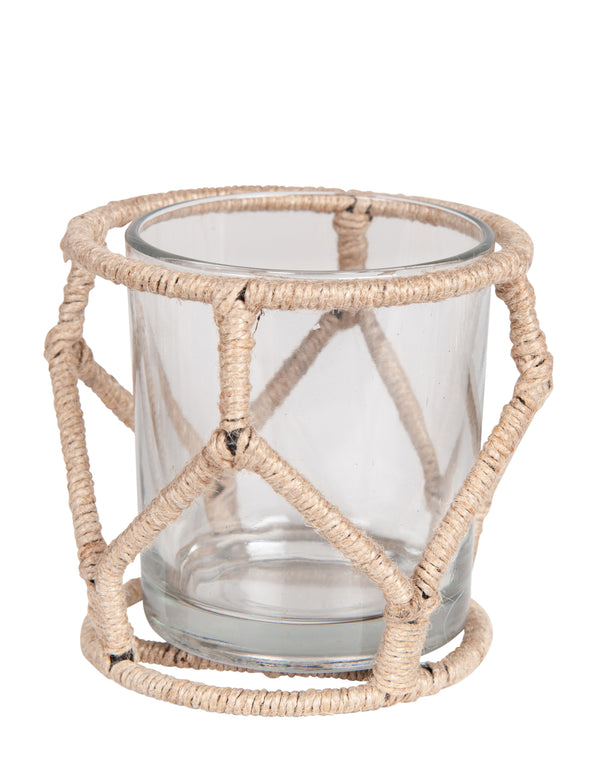 Amine Jute & Metal Votive Holders, Set of 3