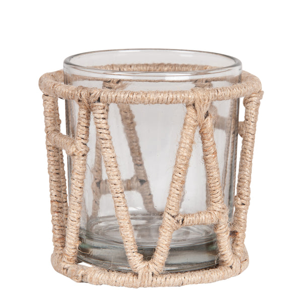 Amine Jute & Metal Votive Holders, Set of 3