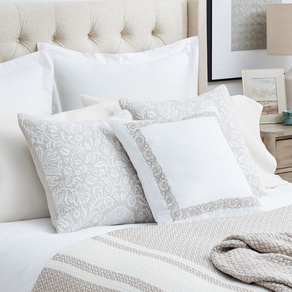Floral Pillow Cover, White