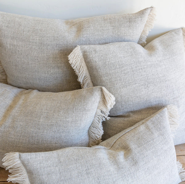 Gray Belgian Linen Fringe (Euro), 26" x 26"