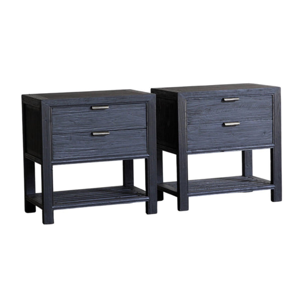 Reclaimed Elm Bedside Cabinet-Charcoal, 28"