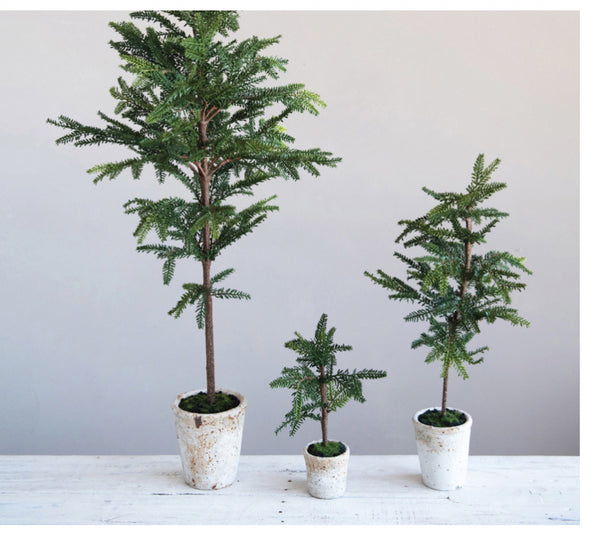 Faux Pine Tree in Distressed Terracotta Pot