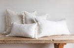 White Belgian Linen Fringe, 22" x 22"