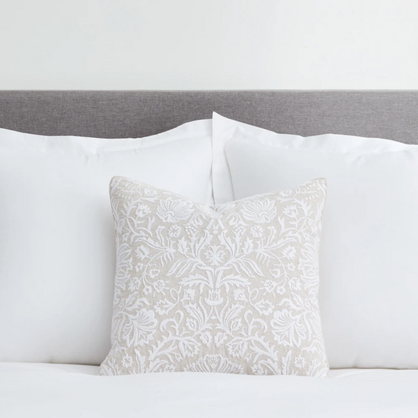 Floral Pillow Cover, White