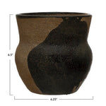 Terra-cotta Planter w/ Design, Brown & Black