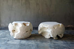 Teak Root Round Stool, Whitened