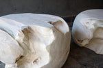 Teak Root Round Stool, Whitened