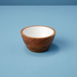 Natural Mango Wood Mini Round Bowl with  Enamel Finish