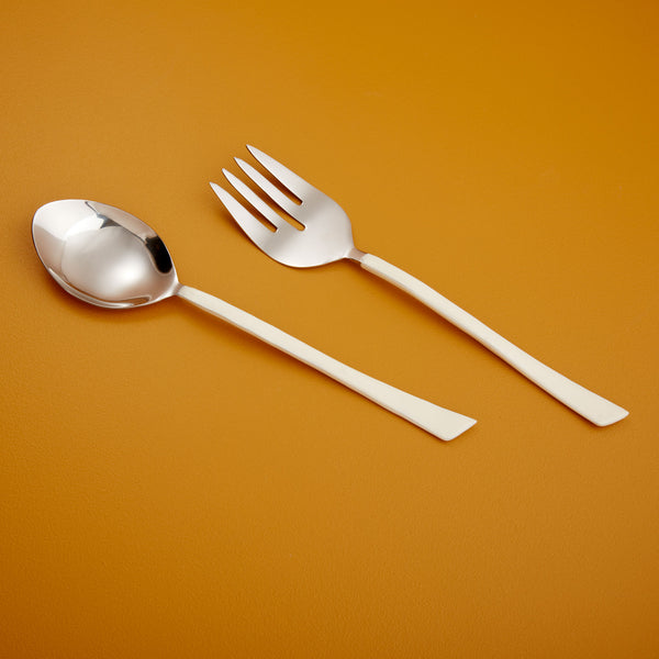 Stainless & White Dipped Enamel Serving Set