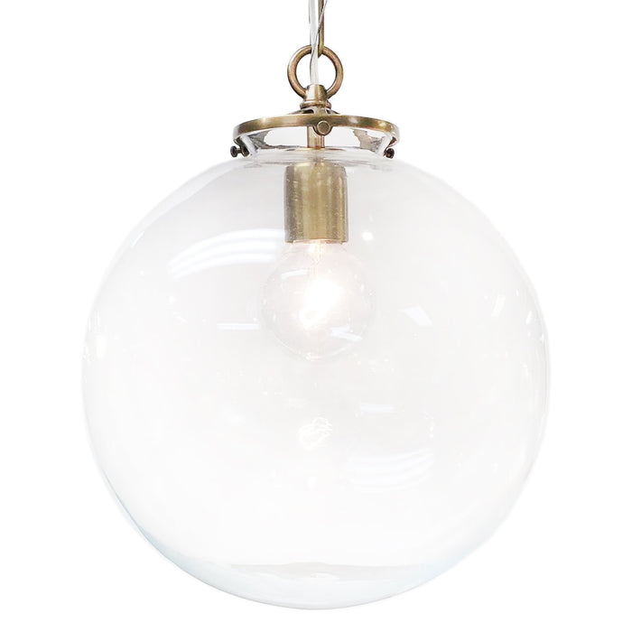 Beaumont Globe Pendant, Hand-Rubbed Antique Brass with Clear Glass