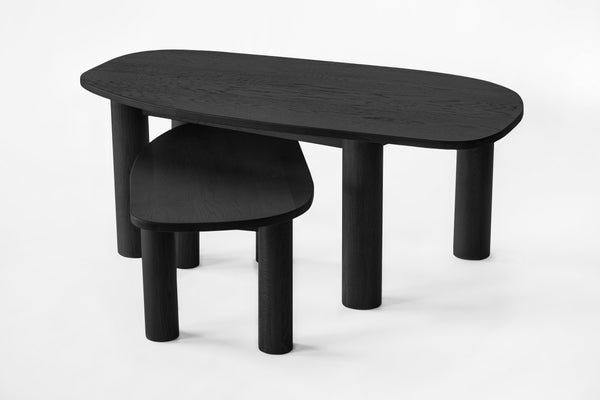 Ohm 32" White Oak Coffee Table, Black