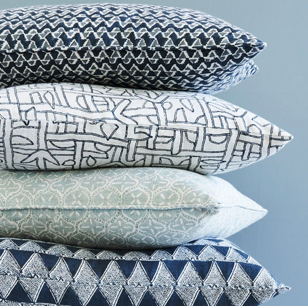 Zaire Indian Teal Linen Cushion, 20” x 20”