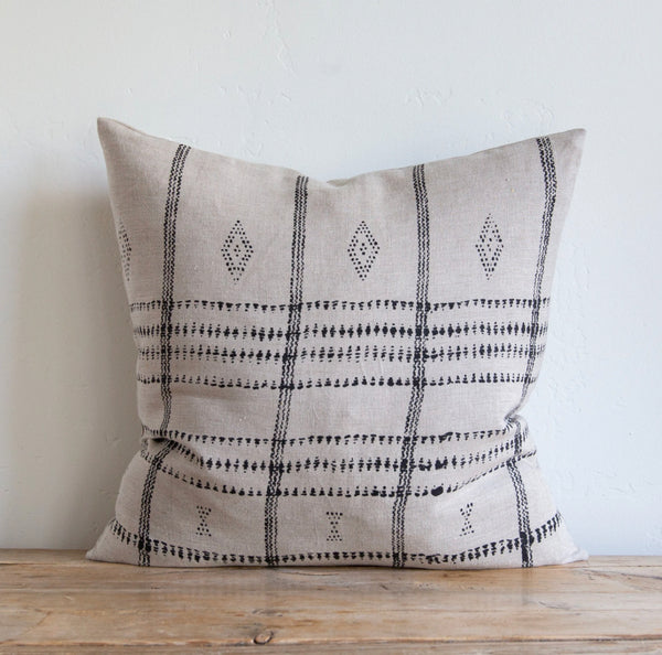 Pari on Natural/Black Pillow, 22" x 22"