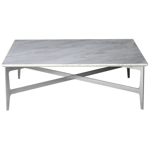 Clearwater Square Coffee Table- White Marble, 47"W x 47"D x 16"H