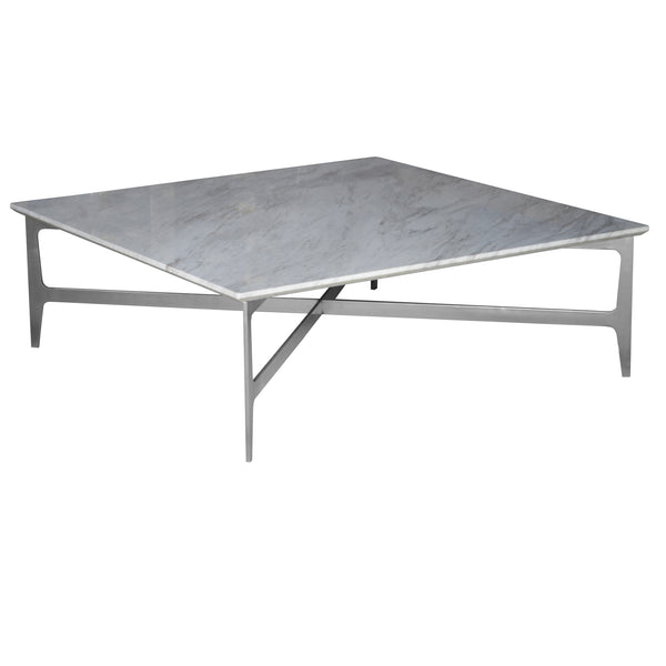 Clearwater Square Coffee Table- White Marble, 47"W x 47"D x 16"H