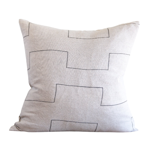 Harbor Light on Natural/Charcoal Pillow, 22" x  22"