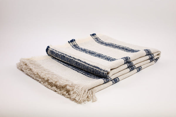 Dalton Throw, Natural & Indigo