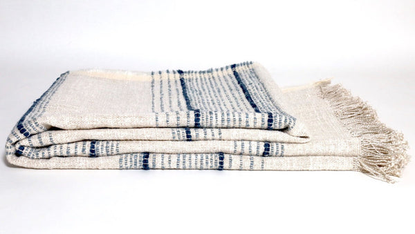 Davis XL Throw, Natural & Indigo