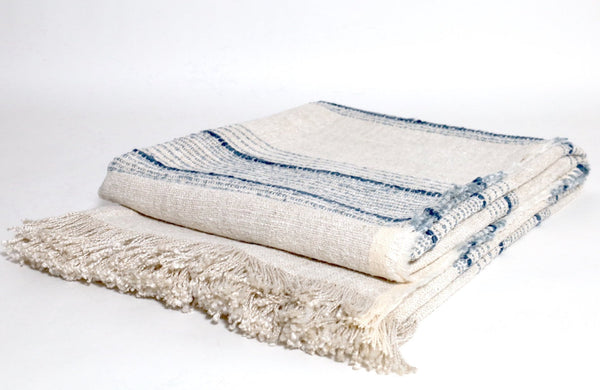 Davis XL Throw, Natural & Indigo