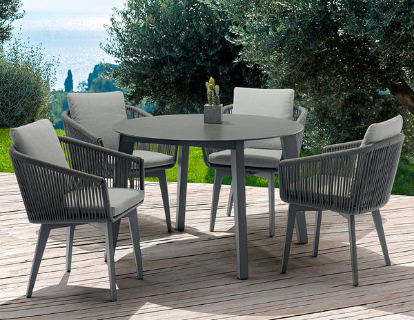 Diva Anthracite Round Dining Table, Granite, 43.3"Dia