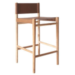 Lili Counter Stool, Camel Leather w/ Natural Teak Wood