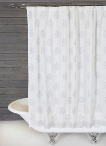 Bahaar Shower Curtain, White/Silver