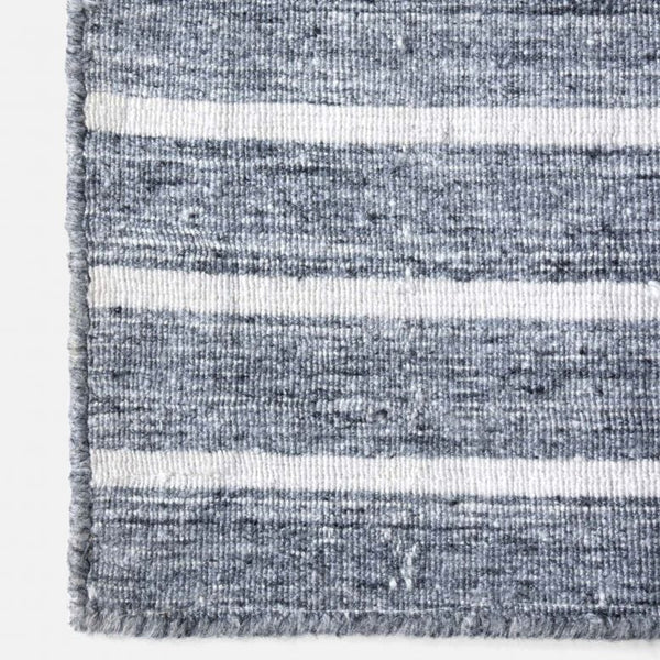 Anzaro Outdoor Rug, Charcoal / White Striped Performance Yarn