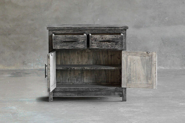 Bedside Cabinet in Reclaimed Wood, Light Elm, 34"L x 17"W x 32"H