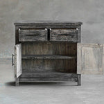 Bedside Cabinet in Reclaimed Wood, Light Elm, 34"L x 17"W x 32"H