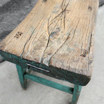 Antique Stool in Faded Green, 15" x 11" x 21"