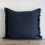 Denim Blue Belgian Linen Fringe (Euro), 26" x 26"