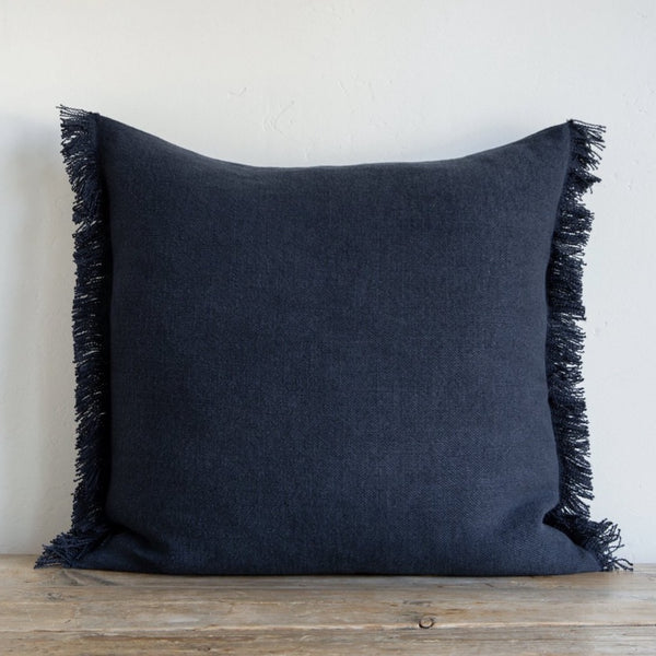 Denim Blue Belgian Linen Fringe (Euro), 26" x 26"