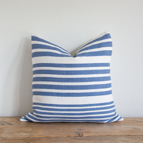 Fade Stripe Pillow - French Blue, 22" x 22"